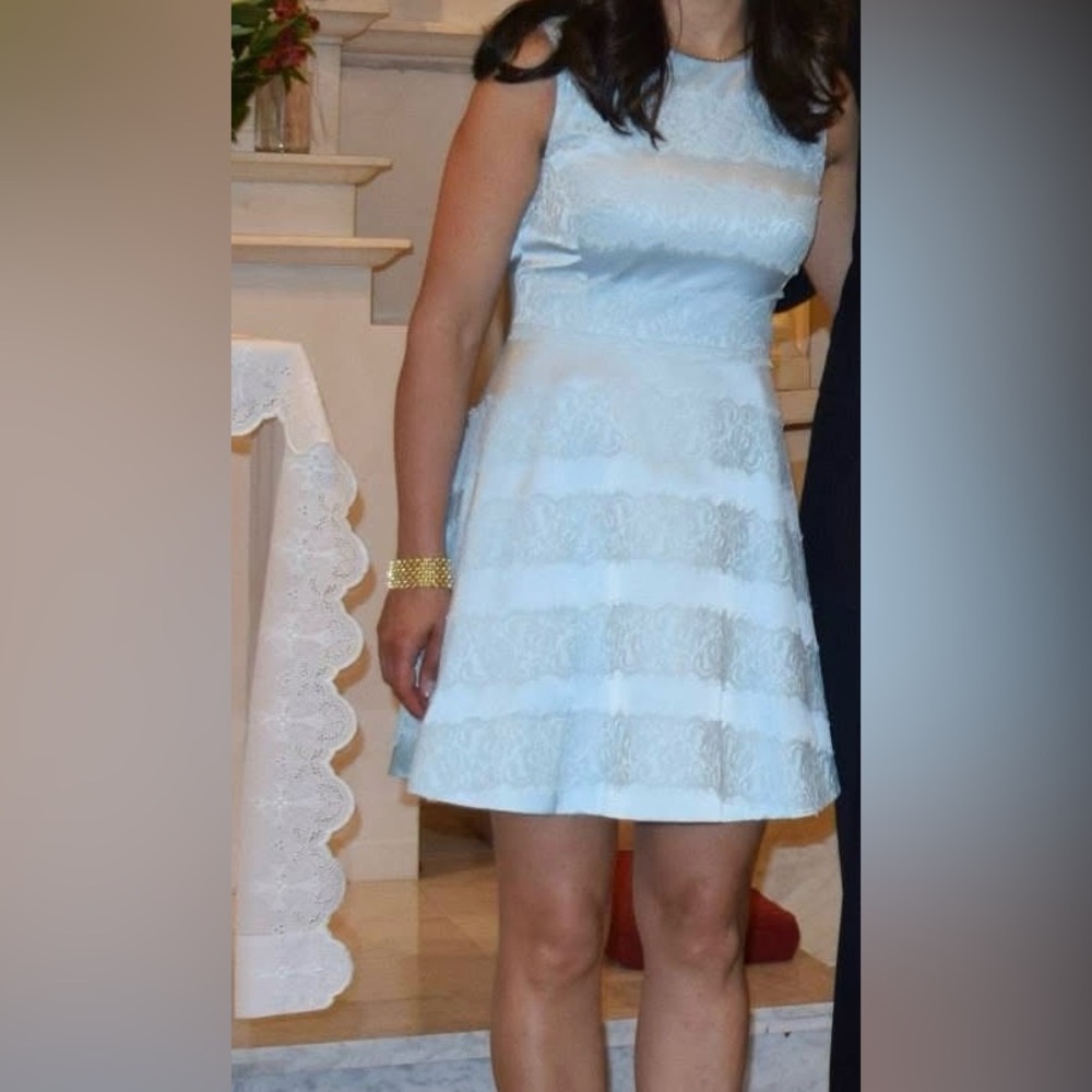 Donna Karan White and Gold Mini Dress